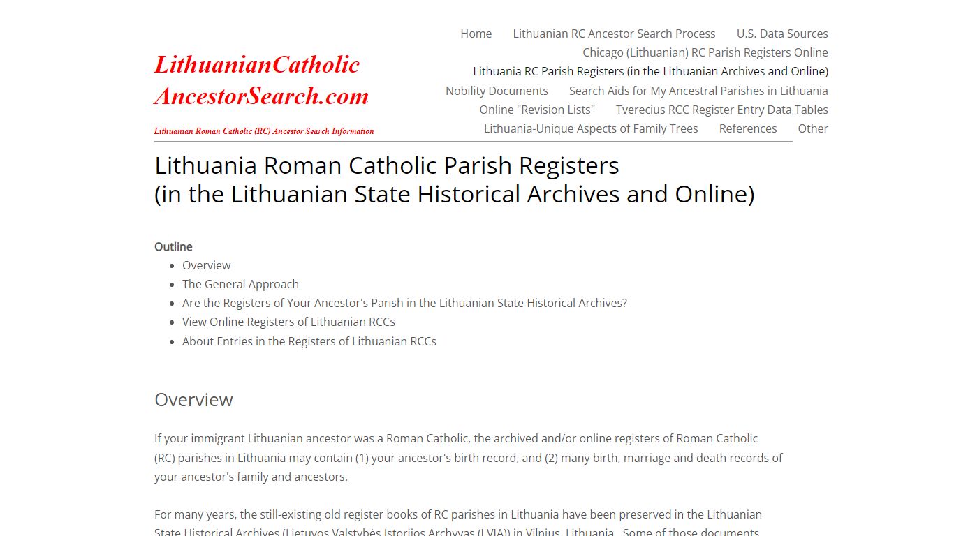 Lithuanian Genealogy; Lithuania Roman Catholic Parish ...