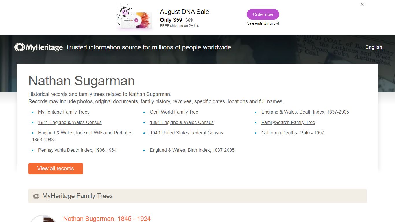 Nathan Sugarman - Historical records and family trees ...